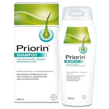 Priorin Shampoo - Haarshampoo zur Stärkung der Haare - ergänzende Pflege für kraftloses, dünner werdendes Haar - paraben- und farbstoffrei - 1 x 200 ml