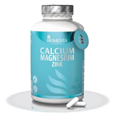 BIOMENTA Calcium + Magnesium + Zink hochdosiert – 180 vegane Multimineralien Kapseln mit je 100% NRV - Premiumqualität