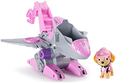 PAW PATROL Dino Rescue Skyes Basis Fahrzeug mit Rückzieh-Mechanismus, inklusive Hundefigur und Überraschungs-Dino, Spielzeug für Kinder ab 3 Jahren
