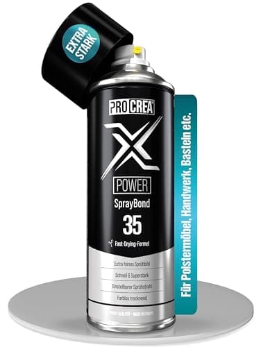 PROCREA® Premium Sprühkleber "X35 Power" [Extra Stark] Wasserfester, hitzebeständiger & transparenter Industriekleber Kontaktkleber für Dachhimmel, Stoff, Schaumstoff, Filz uvm. - Profi-Qualität