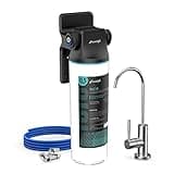 Frizzlife SW10F unter Waschbecken Wasserfilter mit gebürstetem Nickel Wasserhahn, NSF/ANSI 53&42 zertifiziert, reduziert 99,99% Blei, Chlor, schlechten Geschmack & Geruch, 8K Gallonen, 0,5 Mikron