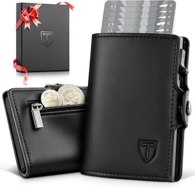 TENBST Geldbörse Herren Slim Wallet mit RFID-Schutz | Premium Leder Portemonnaie mit Münzfach | Tragbar und Langlebig Geldbeutel Herren | Mini Kreditkartenetui Kartenetui Männer
