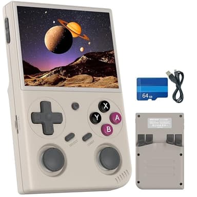 G350 Retro-Handheld-Spielkonsole 3,5-Zoll-IPS-Bildschirm 640 x 480 Linux-System mit vorinstallierter 64-GB-Karte 4371 Spiele Unterstützt HDMI- und TV-Ausgabe 3200-mAh Battery (G350-GRAY-NEW)