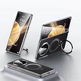 Hülle für Magic V3 Handyhülle + Magnetic Ring Bracket + Hinge + Plating Frame + Wireless Charging,Leder Bumper Case Slim Cover für Honor Magic V3(1)