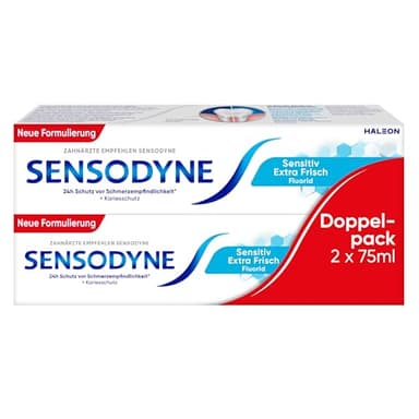 Sensodyne Sensitiv Extra Frisch Zahnpasta, tägliche Zahncreme zum Schutz vor Karies, bei schmerzempfindlichen Zähnen, 2x75ml