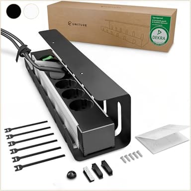 UNITURE® Kabelkanal Schreibtisch [DEKRA Zertifiziert] - 1er Set Kabelmanagement - 40cm lang Kabelhalter - Kabelführung - Cable Management Under Desk - Schwarz