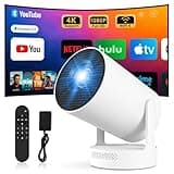 Mini Beamer Projektor 4K Tragbarer Videoprojektor WiFi 6 Android 11 Full HD unterstützt für Telefon/PC/Lap/Stick, HDMI Heimkino Externer Lautsprecher (HY300Plus)