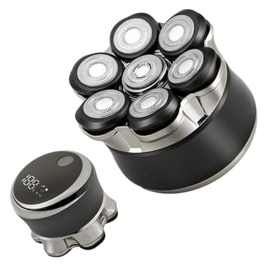 Carehabi Glatzen Rasierer Herren, Glatzenrasierer Elektrisch IPX6 Wasserdicht Magnetisch 7D Schwebender mit LED-Anzeige,Trocken Nass Bold Shaver Akku Hält Lange für Reisen