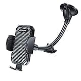 FLOVEME KFZ Handyhalterung Auto Saugnapf - Universal Handyhalter Auto mit Langem Schwanenhals für Windschutzscheibe Kompatibel für iPhone Samsung Huawei USW Schwarz