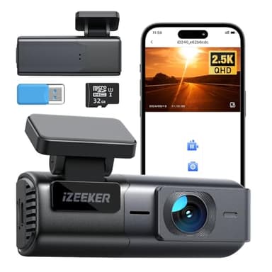 iZEEKER 2,5K Dashcam Auto, WiFi Dash Cam mit 32GB SD Karte, Mini Auto Kamera, 1440P Dash-Cam Auto mit APP Steuerung, 24/7 Parküberwachung, WDR Nachtsicht, 170° Weitwinkel, G-Sensor, Loop-Aufnahme