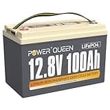 Power Queen 12V 100Ah LiFePO4 Lithium Batterie, 100A BMS, Max.4P4S 20.48kWh Lithium Batterie-System, Max.15000 Tiefe Zyklen, Perfekter Ersatz Blei-Säure-Batterie für Wohnmobile, Caravans, Marine
