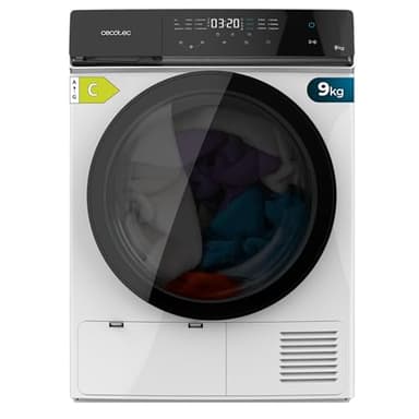 Cecotec Bolero DressCode Dry 9400 Inverter mit Wärmepumpentrockner, 9 kg, entspricht A+++, 15 Programme, automatische Trocknungsfunktionen, einfaches Bügeln, Stop&Go, Delay Start und KidLock, Weiß
