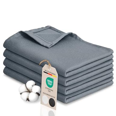 Bellphany 4er Set Premium Geschirrtücher - Küchentücher aus 100% Baumwolle, Oeko-TEX® zertifizierte Geschirrhandtücher, 45x60cm, grau einfarbig