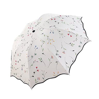 FakeFace Damen Sonnenschutz Regenschirm Sonnenschirm mit Aufbewahrungstasche 3 Faltbar Doppeldach 8 Rippen, Anti UV,Schwarz Coating für Damen Mädchen Outdoor Camping Reise Alltag