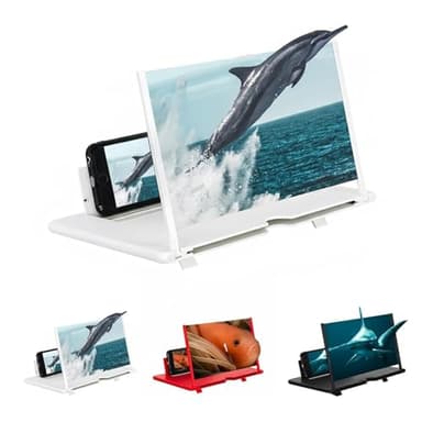 Bildschirmlupe für Smartphone - 2025 Verbesserter HD 3D Faltbarer Telefonbildschirmverstärker, tragbare 10-20 Zoll Smartphone Lupe zum Ansehen von Filmen, Videos & Gaming (Weiß, 12 Zoll)