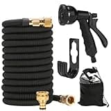 PLLYPE Flexibler Gartenschlauch 15M/50FT, Flexibel Wasserschlauch Dehnbarer, Ausziehbare Garten Schlauch Flex mit 8 Funktionsdüse Brause, Schlauch Flexibel für Garten Haustier Autowäsche(Schwarz)
