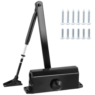 QWORK® Automatischer Türschließer, Türschließer Automatischer Hydraulik, mit Feststellfunktion, für Innentür & Außentür, 40-60kg,Schwarz