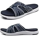 COFACE Herren Sport Recovery Sandalen Plantar Fasciitis weiche Polsterung leichtes Gewicht Bogen Unterstützung orthopädische Badelatschen für Männer Blau Größe 44.5