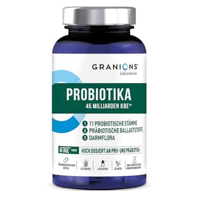 Probiotika Kapseln – 45 Milliarden KBE – Darmkur & Darmsanierung – Darmbakterien Probiotika für Darmflora & Intimflora – Bei Reizdarm, Blähungen & Verdauung – 40-tägige Kur - GRANIONS