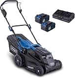 Scheppach Akku-Rasenmäher BC-MP380-X 20V Brushless Akkumäher | 38cm Schnittbreite | für 450-500 m2 | Schnitthöhenverstellung von 25–75mm | 45L Korb | 20V-IXES-Serie | mit 2x 4Ah Akku & Doppelladegerät