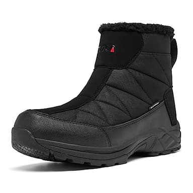 TLOLA Winterschuhe Herren Wasserdicht Warm Gefüttert Schneestiefel Rutschfest Winterstiefel Herren Wanderschuhe Trekkingschuhe Arbeiten Ski Angeln Outdoor Schuhe (Schwarz EU 43)