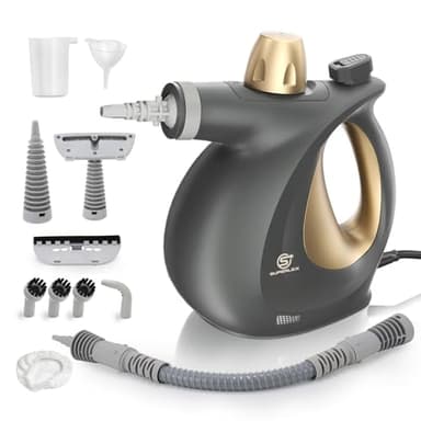 SUPERLEX Dampfreiniger Handgerät 1050W Handdampfreiniger mit 350ML Wassertank 180° Drehbare Düse Hochdruck 4M Kabel Tragbarer Dampfreiniger für Polster Boden Auto Küche Wohnzimmer mit Kindersicherung