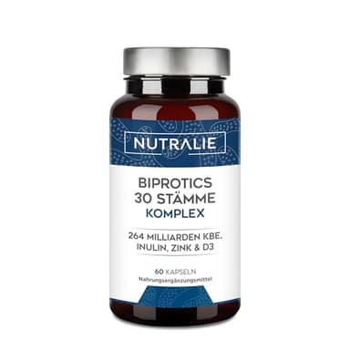 Probiotika und Darm-Präbiotika 30 Stämme - 264 Milliarden CFU pro Dosis - Biprotics 30 Stämme Complex - 60 Nutralie Kapseln
