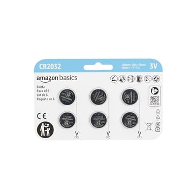 Amazon Basics CR2032 Lithium-Knopfzellenbatterie, langanhaltende Leistung, frei von Quecksilber, 3 V, 6 Stück