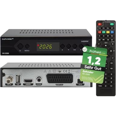 [ Test SEHR GUT, Note 1.2 *] Zehnder HX 2200 Sat Receiver mit Aufnahmefunktion, HD fähig, Full HD, Digital Sat-Receiver für Satellitenschüssel Satelliten Satellit TV Fernseher, HD-Receiver, HDMI