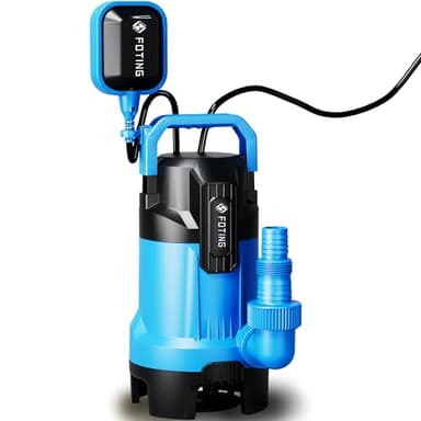 Schmutzwassertauchpumpe 900 W, 28000 l/h, Max durchlässige Partikelgröße: 3,8 cm,Förderhöhe max 11 m, Eintauchtiefe max 7 m, Einstellbarer Schwimmerschalter,Power Cord for Pool Draining Tub Pond