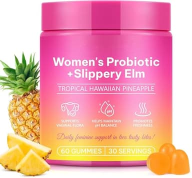 Probiotika Frauen Flora Intima Gummies mit Rotulme, 60 Gummibärchen Ananasgeschmack Vaginal Probiotics Feminine Balance Gummies für Frauen Intimflora, pH-Wert, Darmgesundheit und Immun - Zuckerfrei