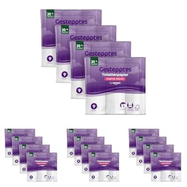 by Amazon Toilettenpapier, 3-lagig Gestepptes, Samtig Weich, 36 Rollen (9 Rollen, 4-er Pack), 200 Blätter pro Rolle, FSC-Zertifiziert (Packung mit 4)