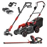 WALTER Akku Garten-Set: 40V Rasenmäher, 20V Rasentrimmer & Heckenschere – Kabellose Freiheit, energieeffizient, ideal für kleine bis mittelgroße Gärten, inkl. 2 Li-Ionen Akkus & Schnellladegerät