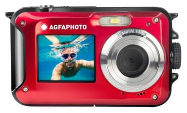 AGFA PHOTO Realishot WP8000 - Wasserdichte Digitalkamera, 24 MP, Full HD Video, Doppelt-LCD-Bildschirm, 16-facher Digitalzoom, Digitale Bildstabilisierung, Lithium-Batterie - Rot