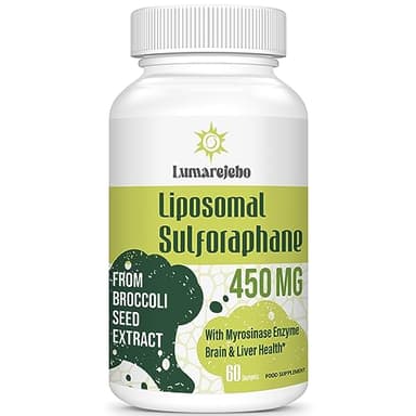 Liposomales Sulforaphan 450mg, Hochdosiert aus Brokkoli Extrakt, Reine Brokkoli Kapseln mit Myrosinase & Sulforaphan, 5X Höhere Absorption, Non-GMO (60 Kapseln)