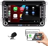 HLLECARMO Car Radio Kompatibel mit Wireless Carplay Android Car for VW Golf 5 6 Passat Jetta Caddy EOS T5 Tiguan Touran CC Polo mit 7 Inch IPS Bluetooth/FM/AM Radio/USB/EQ