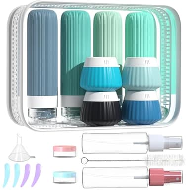 NuvaConx Reiseflaschen Zum Befüllen, 18 StüCk Silikon Reiseflaschen Set, Reiseset Flüssigkeiten Set mit TSA Genehmigt, Travel Essentials Nachfüllbare Reisegröße Flaschen, Reise Gadgets
