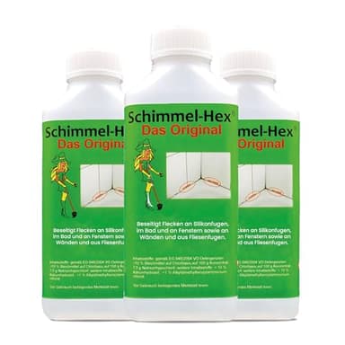 Schimmel-Hex Original – Fugenreiniger, Flecken-Vernichter für Silikonfugen & Fliesenfugen – für hartnäckige Rückstände, Schmutz und Dreck im Bad, Dusche, Fenster & Fliesen – 3 x 250 ml