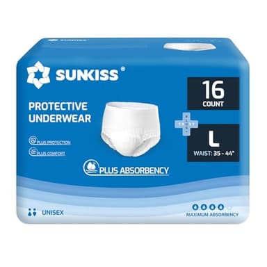 SUNKISS TrustPlus Inkontinenz Pants für Erwachsene, Saugfähige Windelhosen mit Elastischen Bündchen für Männer und Frauen, Diskreter Auslaufschutz bei Blasenschwäche, Größe L, 16 Stück