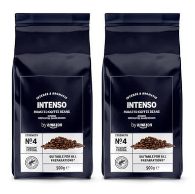 by Amazon Intenso Kaffeebohnen, Leicht Geröstet, 1kg (2 Packungen à 500g) – Rainforest-Alliance-zertifiziert
