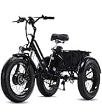 KAKIGO E-Bike 3 Rad für Erwachsene,Elektro Dreirad Fahrrad 48V 15Ah Akku, Lasten Ebike Klapprad 50 * 10 cm Fatbike, 25km/h, Dreirad für senioren Reichweite bis zu 55-110Km (Schwarze Basisversion)