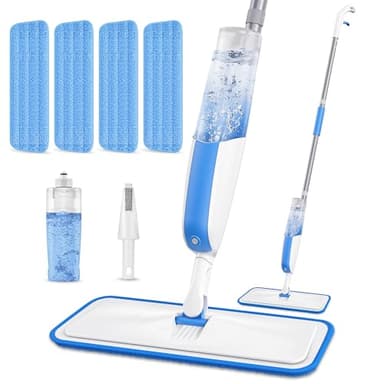 Sprühwischer Bodenwischer Wischer mit Sprühfunktion - MANGOTIME Wischmopp mit Sprühfunktion Spray Mop Nasswischer Bodenwischer mit Wassertank und 4 wischpads für die Reinigung der meisten Bodenarten