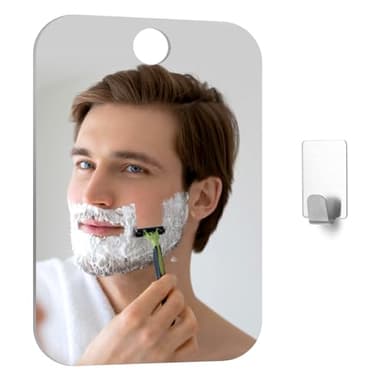 Nogeqi Duschspiegel, Antibeschlag Rasierspiegel Dusche Reise Spiegel Mit Saugnapf, Shower Mirror zum Aufhängen Inkl 1 Klebehaken für Dusche Campingspiegel Bad Hängespiegel Fogless 25cm×20cm