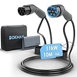 bokman Typ 2 Ladekabel, Modus 3 / 16A / 11 kW / 3-Phasig / 10 Meter, Typ 2 auf Typ 2 EV Ladekabel für Elektroauto mit Tragetasche und Mikrofasertuch