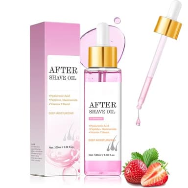 After Shave Oil Erdbeer Duft, Beruhigendes Rasieröl für Damen & Herren mit Hyaluronsäure, Peptiden & Niacinamid, Feuchtigkeitsspendend, Gegen Rasurpickel & eingewachsene Haare, Aftershave Pflege 100ml
