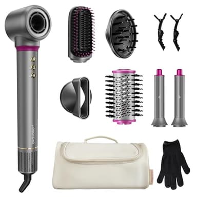 okaydeer 7-in-1 Hairstyler, Airstyler, Lockenstab Auto-Wrap, Ionen Föhn, Keine Hitzeschäden, Schnelltrocknendes & Flusenfrei Styling, Professioneller Rundbürstenföhn, Glätteisen mit Reisetasche