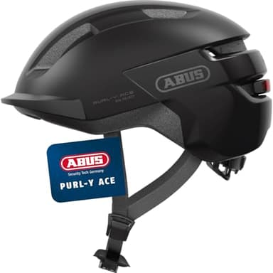 ABUS Fahrradhelm Purl-Y ACE mit LED-Licht – geeignet Fahrten auf E-Bike und S-Pedelec – Trendiger NTA-Schutzhelm für Erwachsene und Jugendliche – Schwarz, Größe M