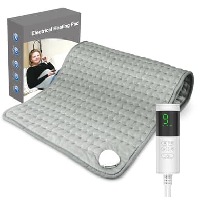 Nigecue 43x84cm Heizkissen mit Abschaltautomatik, Schnelle Heiztechnik Elektrisch Wärmekissen mit 9 Heizstufen, Überhitzungsschutz, LED Display, Maschinenwaschbare Heizdecke mit 4 Timer