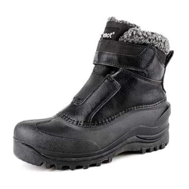 riemot Winterstiefel Herren, Wasserdicht Outdoor Schneestiefel Gefüttert Warme Winterschuhe Slip-on Thermostiefel Rutschfest Klettverschluss Winter Stiefel, Schwarz Herren EU 47