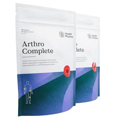 Health Routine Arthro Complete – Glucosamin Chondroitin Hochdosiert – 2er Pack – MSM, Kollagen, Hyaluronsäure, Curcumin & Boswellia – Gelenkkapseln für Knorpelaufbau, Gelenke, Knochen & Beweglichkeit